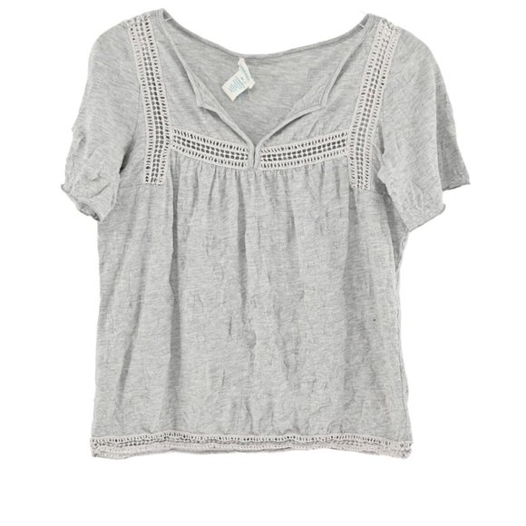 Sundance Tops Sundance Womens Size Xs Peasant Top Gray Crochet Trim